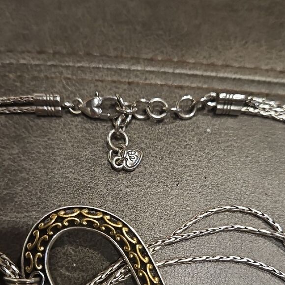 Brighton Seville Large Heart Reversilbe Two-Tone Retired Pendant Necklace - Picture 4 of 5